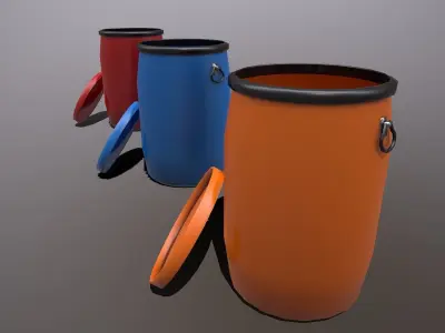 Plastic Barrels Low-poly 3D model purchase