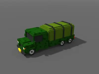 3D voxel military van Low-poly 3D model