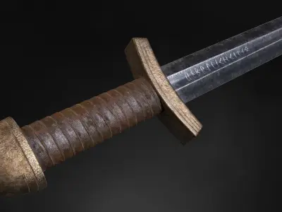 Medieval Viking Sword AAA Short Battle Sword Low-poly 3D model
