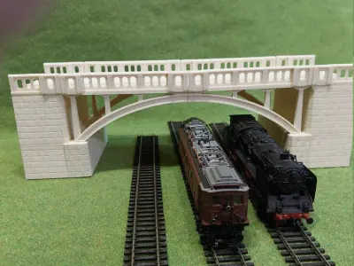 Concrete Double Track Railway Viaduct Low 1-87 FDM 3D print model