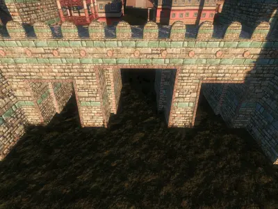 Low Polygon Ancient Greek City Walls Set Low-poly 3D model
