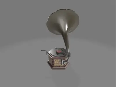 Hexagonal Gramophone Low-poly 3D model