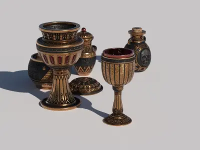 OB 02 Egyptian Necromancer Kit - Containers 01 Low-poly 3D model