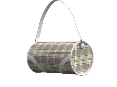 Ivory Plaid Leather Barrel Bag 3D model