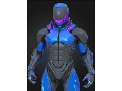 Futuristic Cyborg Soldier Low-poly 3D model