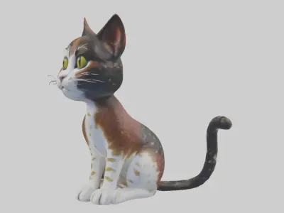 Sitting California Spangled Cat model Low-poly 3D model