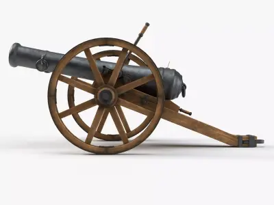 Medieval style ramadan cannon with 4K PBR textures 3D model