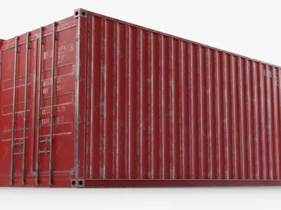 20Ft Cargo Container - Red - Dirty 3D model