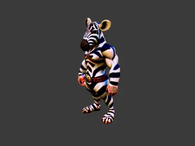 Zebra Man Low-poly 3D model