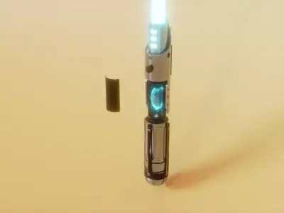 Light saber handle separate pieces low polly 3D model