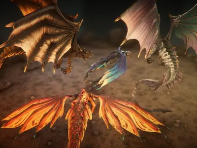 Wyrms game ready Low-poly 3D model