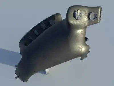 Throttle grip for fighter jet 3D model PBR