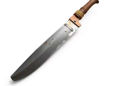 Worn Rusty Survival Machete Low-poly 3D model