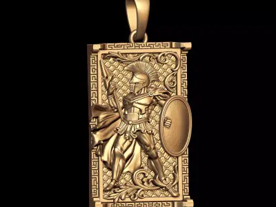 Spartan Warrior Shield Pendant 3D print model