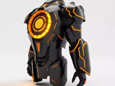 Futuristic Armored Gauntlet with Glowing Vents 3D model