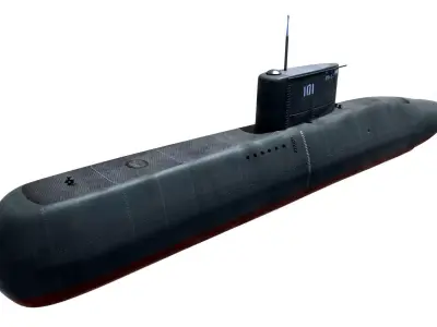 Preveze Class Submarine 209 Type 1400 Low-poly 3D model