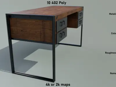 Desk Manchester Low-poly 3D model