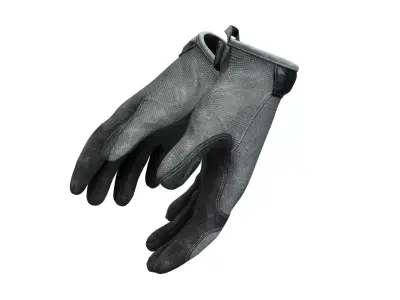 Grey Tactical Hard-Knuckle Combat Gloves Low-poly 3D model