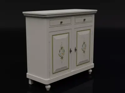 Antique Wooden Sideboard Cabinet Low-poly 3D model buy