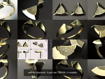 woman diamond  4 part set T00006 3D Model Pack