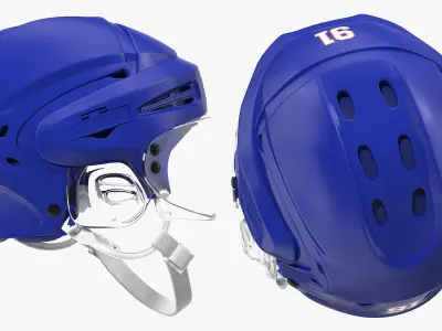 Blue Hockey Helmet 3D model