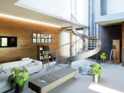 Modern Luxury Villa  Premium Materials  LowPoly 3D Model Low-poly 3D model