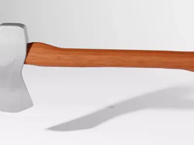 Axe with metal head and wooden handle Free low-poly 3D model