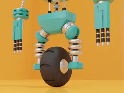Robot 3D Model toy on wheels 3D model