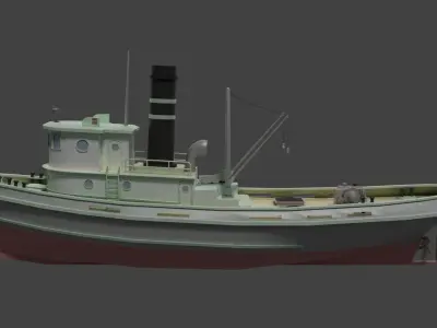  steam boat  Low-poly 3D model