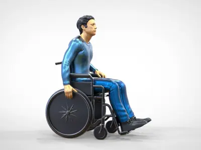 N2 Disabled man on wheelchair 3D print model