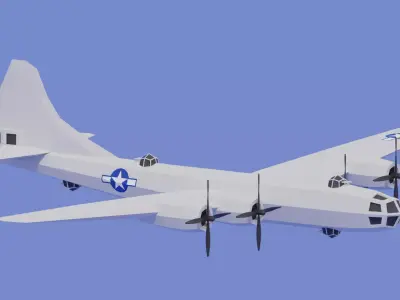 Boeing B-29 Superfortress Bomber Low-poly 3D model