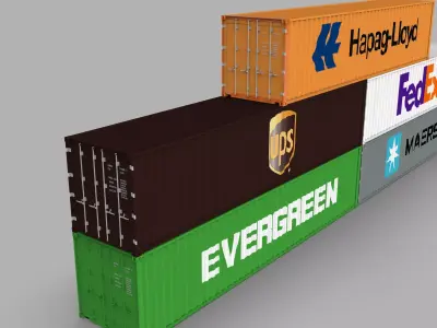 Shipping Container Pack Industrial Cargo Containers Low-poly 3D model