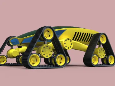 Rover robot with wheels 3D model