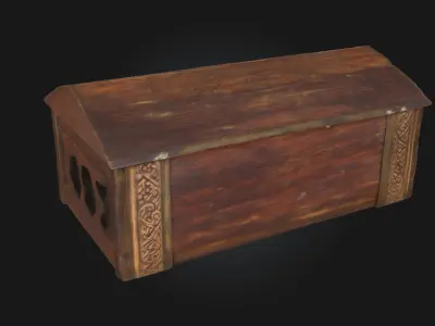 Antique Wooden Chest Vintage Storage Model 3D model