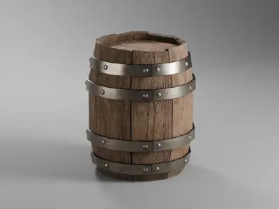 Wooden barrel Free low-poly 3D model 6