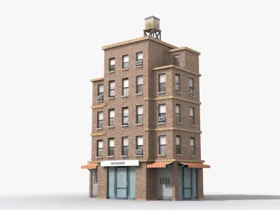 Apartment Building x15 Low-poly 3D model