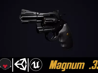 Magnum 357 Revolver Low-poly 3D model