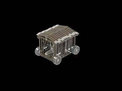 Medieval Siege Weapon - Heavy Battering ram Low-poly 3D model