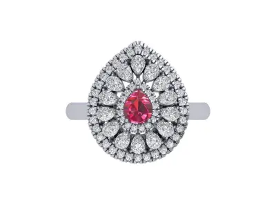 Pear  Stone Bridal Ring 3D print model get