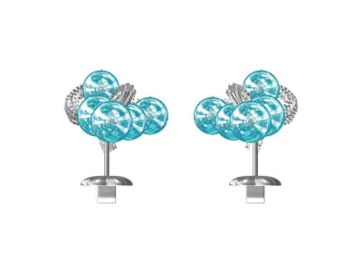 Antique Flower Branch Pearl Drop Long Earring 3D print model
