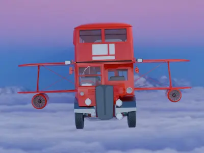 Futuristic Flying Double Decker Bus 3D model