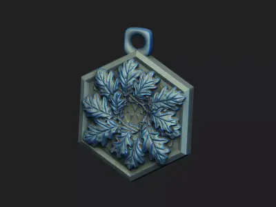 Oak hexagon-jewelryhexagon amulet accessory wearable ornament 3D print model
