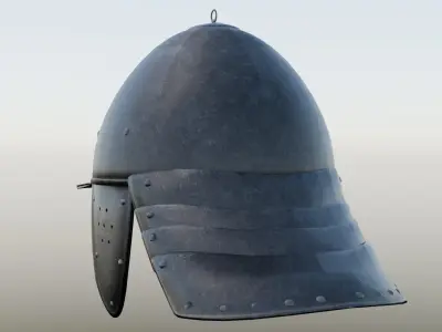 Lobster-tailed pot helmet pappenheimer Low-poly 3D model