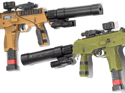 Brugger  Thomet MP9 V1 Low-poly 3D model