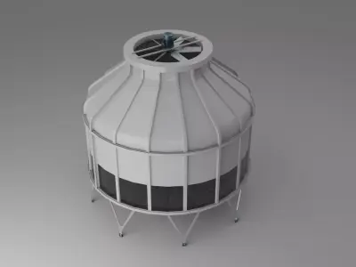 Industrial Round Cooling Tower 3D Model 3D model