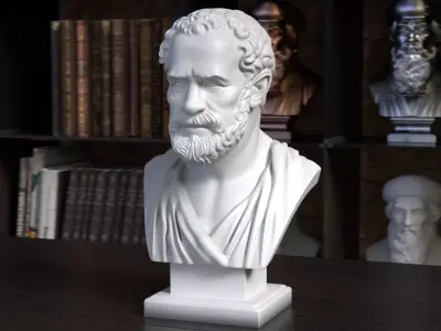 Democritus Bust Sculpture 3D Print Model STL File 3D print model