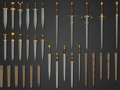 Low Poly Sword Pack 1 Low-poly 3D model