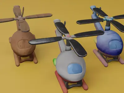 Helicopter cartoon 3D model