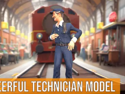 Cheerful Technician model pack Low-poly 3D model