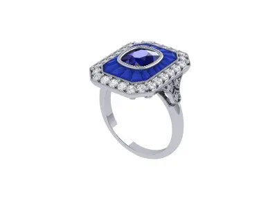 Cushion Art deco Ring 3D print model